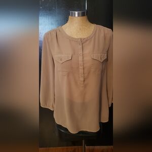 Women's Beige Button-Up Blouse